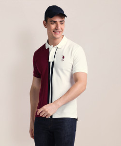 U.S. POLO ASSN. Colorblock Men Polo Neck Red T-Shirt