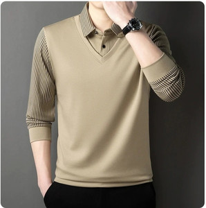 Kesar Collection Solid, Striped, Self Design Men Peter Pan Collar Green T-Shirt