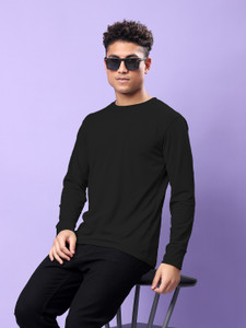 TQH Solid Men Round Neck Black T-Shirt