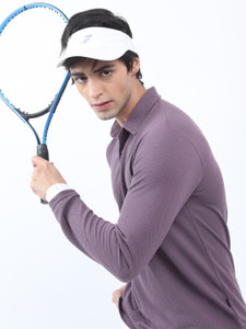 HIGHLANDER Solid Men Polo Neck Purple T-Shirt