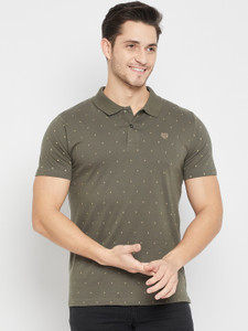 DUKE Printed Men Polo Neck Green T-Shirt