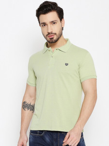 DUKE Solid Men Polo Neck Light Green T-Shirt