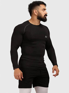 NINQ Solid Men Round Neck Black T-Shirt