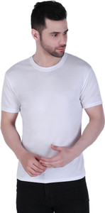 PICKURTEE Solid Men Round Neck White T-Shirt