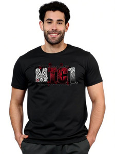 Tee Gallery Graphic Print Men Round Neck Black T-Shirt