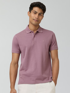 XYXX Solid Men Polo Neck Pink T-Shirt
