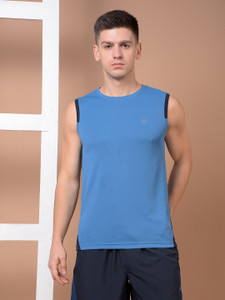 Force NXT Solid Men Round Neck Blue T-Shirt