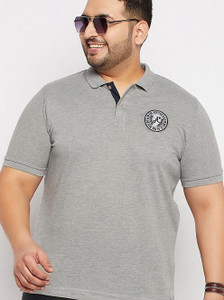 Austivo Solid Men Polo Neck Grey T-Shirt