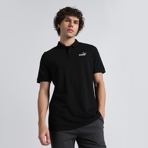 PUMA Solid Men Polo Neck Black T-Shirt