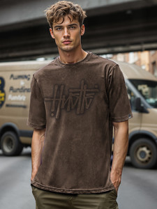 BEWAKOOF Typography Men Round Neck Brown T-Shirt