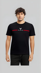 rv new fashiopn Printed Men Round Neck Black T-Shirt