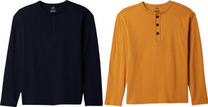 LazyChunks Multicolor Men Henley Neck T-Shirt Pack of 2 - Image 6