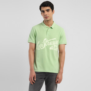 LEVI'S Printed Men Polo Neck Green T-Shirt