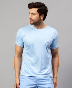 UDI n ADI Solid Men Round Neck Light Blue T-Shirt