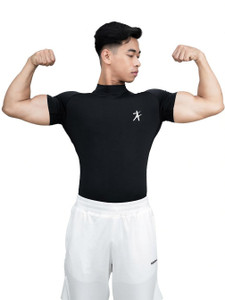 Athflex Solid Men Round Neck Black T-Shirt