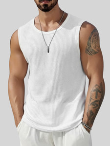 Fashion And Youth Solid Men Round Neck White T-Shirt