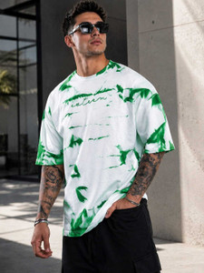 NN CLOTHINGS Washed/Ombre Men Round Neck White, Green T-Shirt