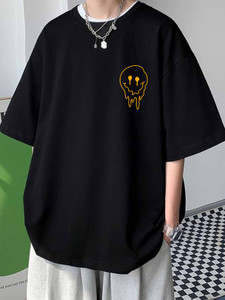 Cool Plus Printed Men Round Neck Black T-Shirt