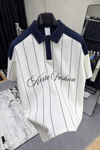 VOIDLINE Printed Men Polo Neck Beige T-Shirt