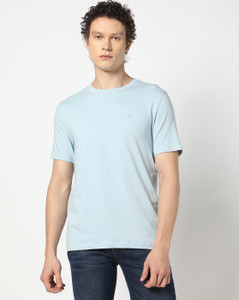 GAP Solid Men Round Neck Light Blue T-Shirt