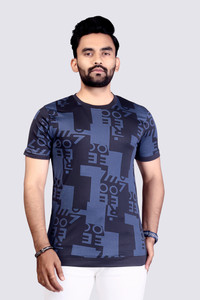 sti Printed Men Round Neck Blue T-Shirt
