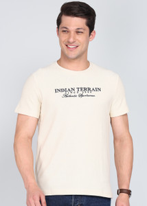 INDIAN TERRAIN Graphic Print Men Crew Neck White T-Shirt