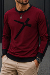 Bolderift Printed Men Round Neck Maroon T-Shirt