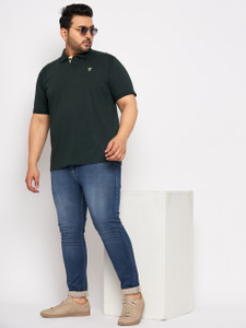 Club York Solid Men Polo Neck Green T-Shirt