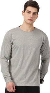 RSO Outfits Solid Men Round Neck Grey T-Shirt