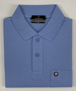 Coldplay Solid Men Polo Neck Blue T-Shirt