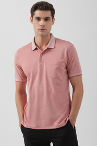 PETER ENGLAND Solid Men Polo Neck Pink T-Shirt
