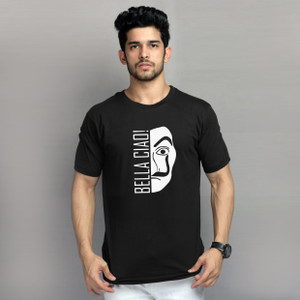 printcorners Graphic Print Men Round Neck Black T-Shirt