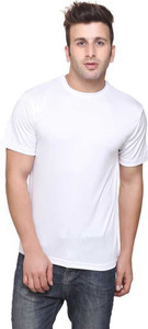 CAZORA Solid Men Round Neck White T-Shirt
