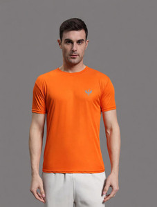 InkTees Solid Men Round Neck Orange T-Shirt