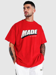 Leotude Printed Men Round Neck Red T-Shirt