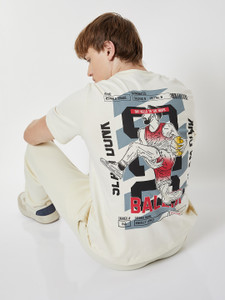 MAX Printed Men Round Neck White T-Shirt