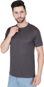 Newsingh Solid Men Round Neck Pink T-Shirt