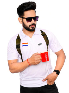 AZYXREN Military Camouflage Men Polo Neck White T-Shirt