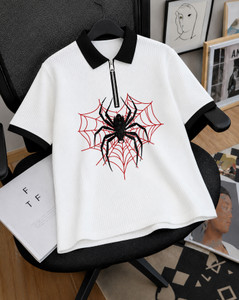 AUSK Graphic Print Men Polo Neck White T-Shirt