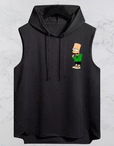 Mundali Printed Men Hooded Neck Black T-Shirt