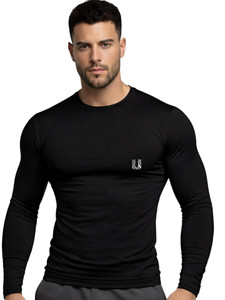 unbeatable Solid Men Round Neck Black T-Shirt