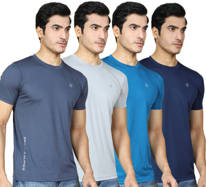 SUPERSQUAD Solid Men Round Neck Grey, Dark Blue, Navy Blue T-Shirt