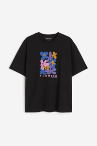 Veroconic Printed, Typography Women Round Neck Black T-Shirt