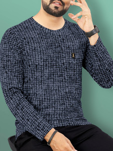 VeBNoR Printed Men Round Neck Grey T-Shirt