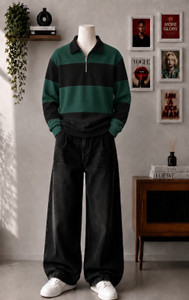 Try Men Zip Neck Dark Green T-Shirt - Image 3