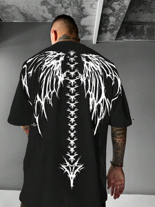 Three Arrows Graphic Print Men Crew Neck Black T-Shirt