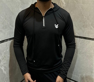 ChaseOverIN Printed Men Hooded Neck Black T-Shirt
