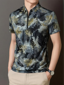 ENDGAME Tie & Dye Men Zip Neck Multicolor T-Shirt