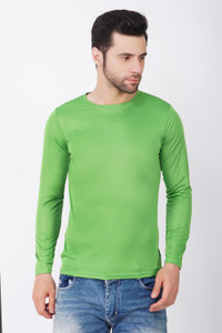 KASPY Solid Men Round Neck Green T-Shirt