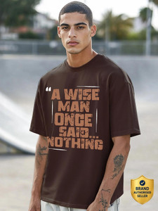 BEWAKOOF Men Brown Typography T-Shirt - Image 6